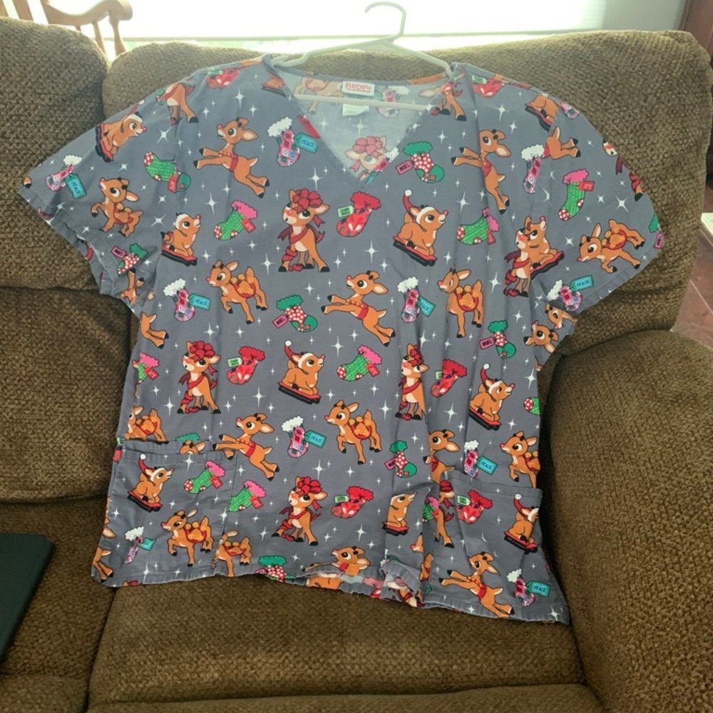 Reindeer Scrub Top